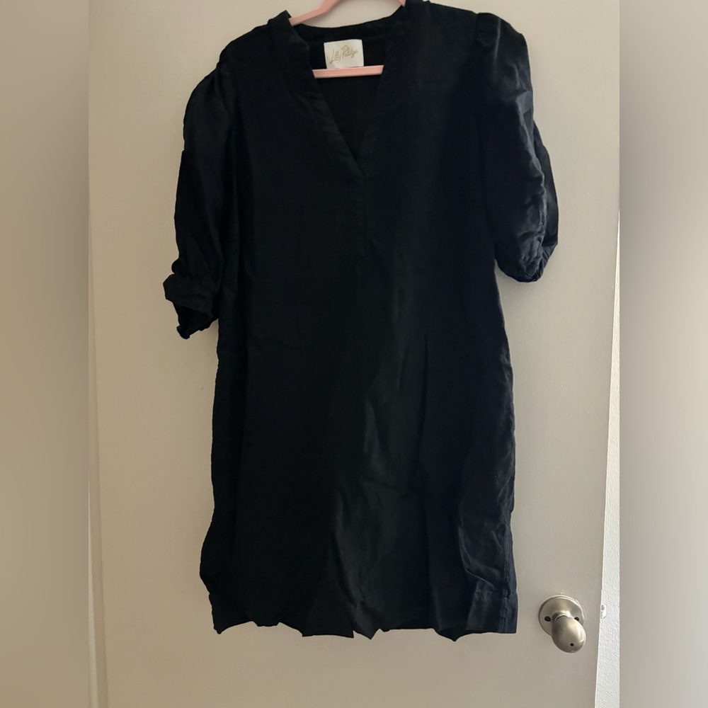 Lilly Pulitzer Mialeigh Linen Dress in Black size 10